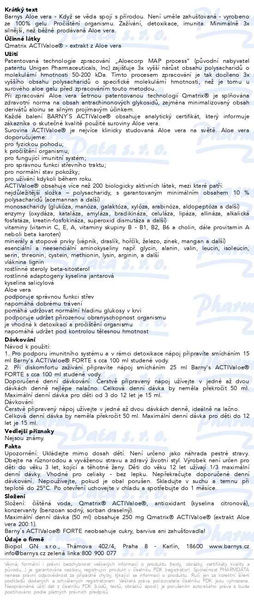 Příbalový leták - Barnys ACTIValoe FORTE 2x500ml limitovaná edice
