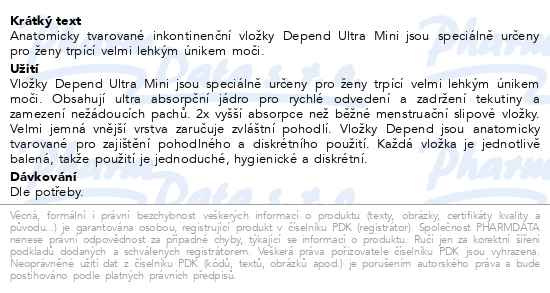 Příbalový leták - Inkont.vlož.absor.DEPEND Ultra Mini Duopack 2x22ks