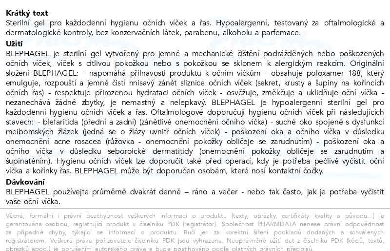 Příbalový leták - Blephagel 30g