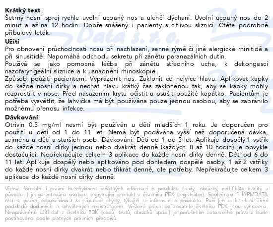 Příbalový leták - Otrivin 0,5mg/ml nosní sprej pro děti při léčbě ucpaného nosu 10ml