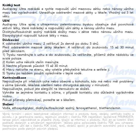 Příbalový leták - Audispray Ultra ušní sprej 20ml