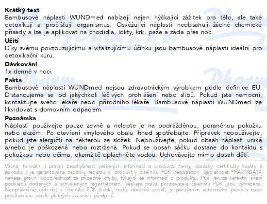 Příbalový leták - WUNDmed detoxikační náplasti Bambus Vital 2ks