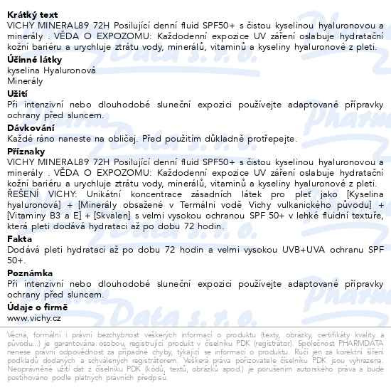 Příbalový leták - VICHY MINERAL 89 Posilující denní fluid SPF50+ 50ml