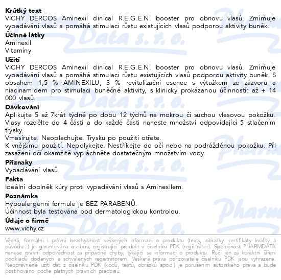 Příbalový leták - VICHY DERCOS Aminexil clinical R.E.G.E.N. booster 90ml pro obnovu vlasů