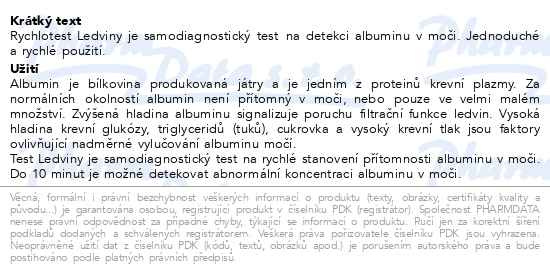 Příbalový leták - VITAMIN STATION Rychlotest Ledviny