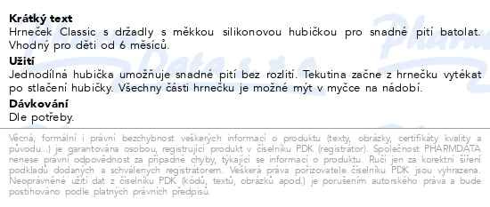 Příbalový leták - Philips AVENT Hrneček pro první doušky Classic 200 ml s držadly dívka