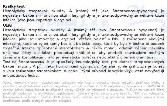 Příbalový leták - VITAMIN STATION Rychlotest Streptococcus A