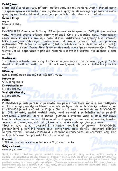 Příbalový leták - Physiomer Gentle Jet 135ml