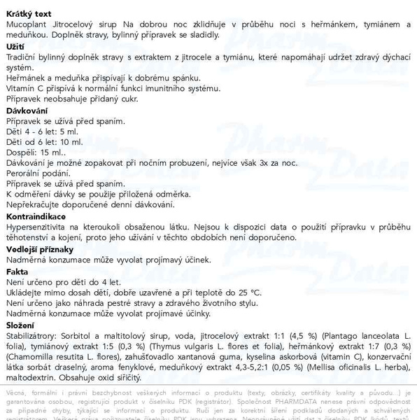 Příbalový leták - Mucoplant Jitrocelový roztok Na dobrou noc 250ml