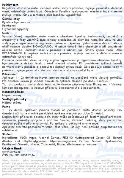Příbalový leták - Bioaquanol H regulátor vlasového růstu 55ml
