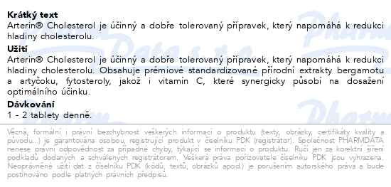 Příbalový leták - Arterin Cholesterol 30 tablet