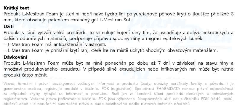 Příbalový leták - L-Mesitran Foam 10x10cm 10ks