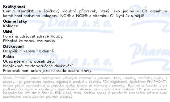 Příbalový leták - Cemio Kamzík cps.120 dárek 2023 ČR