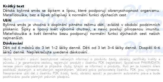 Příbalový leták - LEROS Dětský čaj na průdušky 20x1.5g