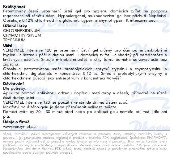 Příbalový leták - Venzymel Intensive 120 veterinární ústní gel 30ml