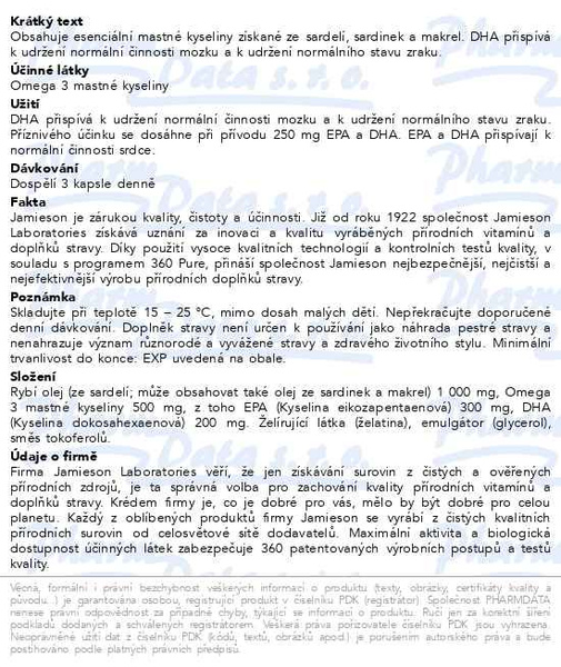 Příbalový leták - JAMIESON Omega-3 Select 1000mg cps.200