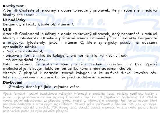 Příbalový leták - Arterin Cholesterol 90 tablet