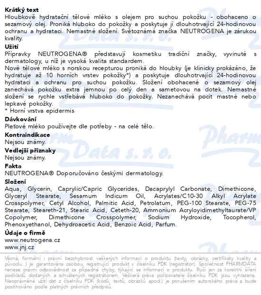 Příbalový leták - NEUTROGENA® Norská receptura Hloubkově hydratační tělové mléko s mandlovým olejem 400 ml