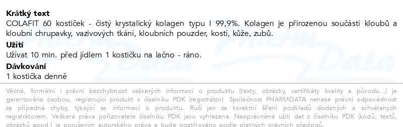 Příbalový leták - Colafit 60 kostiček