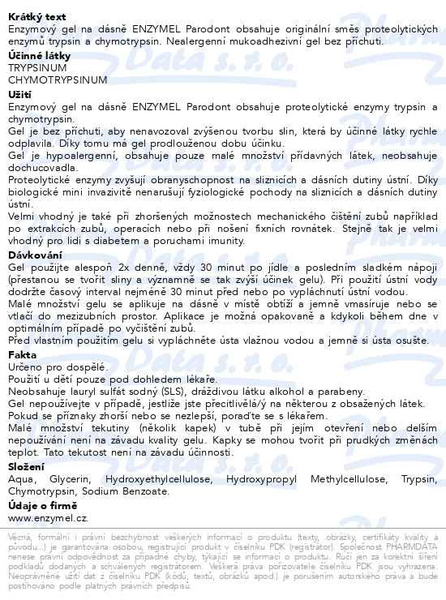 Příbalový leták - Enzymel Parodont gel enzymový na dásně 30ml