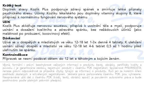 Příbalový leták - KNEIPP Kozlík Plus 40 dražé