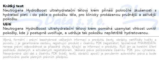 Příbalový leták - NEUTROGENA® Hydro Boost Ultralehké gelové tělové mléko 400 ml