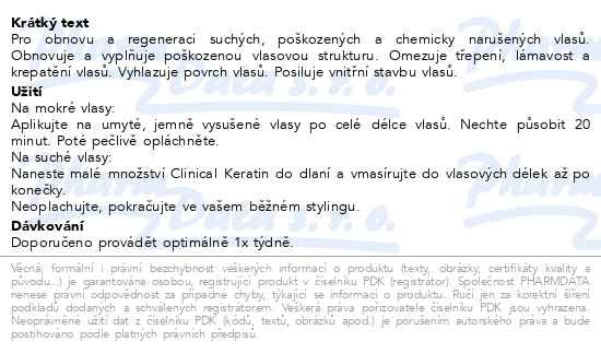 Příbalový leták - Clinical Keratin hloubková regenerační kúra 100ml