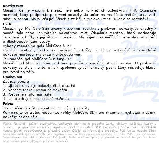 Příbalový leták - MoliCare Skin Masážní gel 200ml (Menalind)