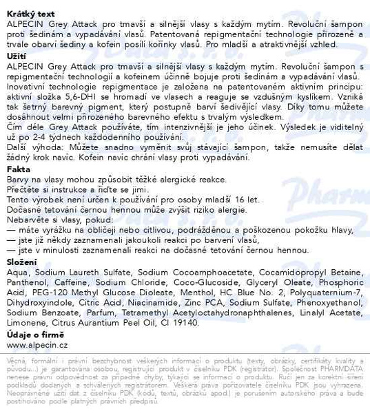 Příbalový leták - ALPECIN Grey Attack Shampoo 200ml