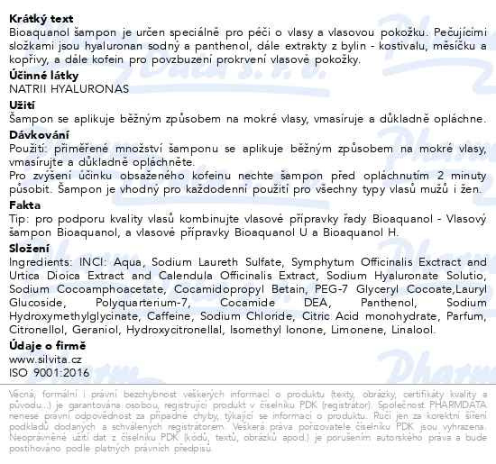 Příbalový leták - Bioaquanol Vlasový šampon 250ml