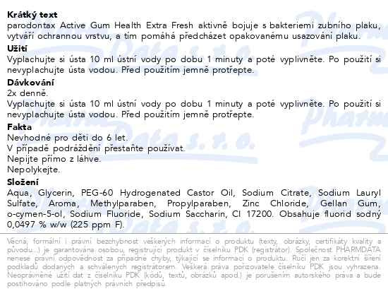 Příbalový leták - Parodontax Activ.Gum Heal.úst.voda Ext.Fresh 500ml