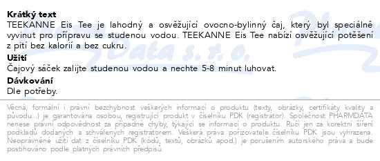 Příbalový leták - Čaj TE EISTEE Černý rybíz citrón 18x2,5g