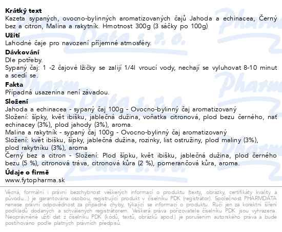 Příbalový leták - FYTOPHARMA Vánoční Dárková kazeta sypaných čajů 3x100g