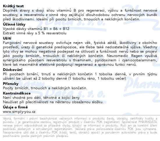 Příbalový leták - Neuromedic Regen 80 tobolek