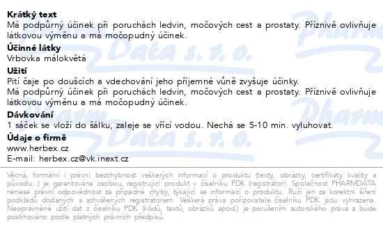 Příbalový leták - HERBEX Vrbovka malokvětá n.s.20x3g