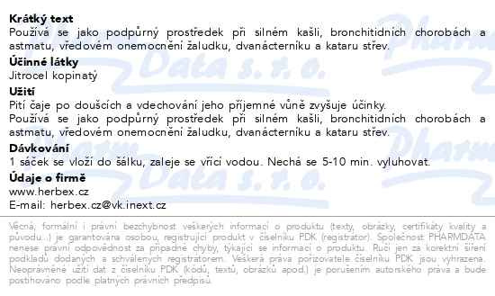 Příbalový leták - HERBEX Jitrocel kopinatý n.s.20x3g
