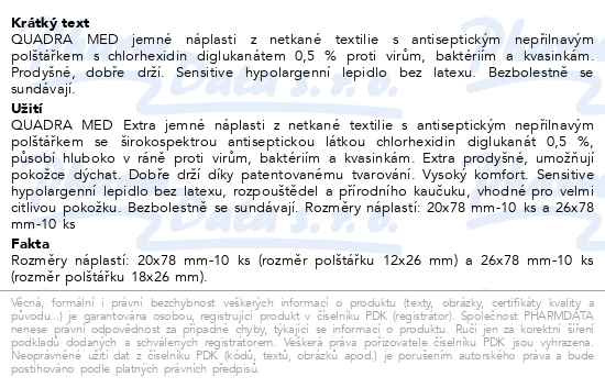 Příbalový leták - QUADRA MED Náplasti jemné 20ks 2velikosti