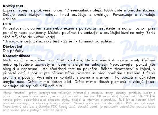 Příbalový leták - PURESSENTIEL Sprej na unavené a oteklé nohy 100ml