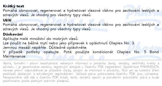 Příbalový leták - Olaplex N°4 Bond Maintenance Shampoo 250ml