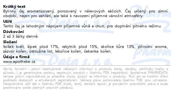 Příbalový leták - Apotheke Vánoční kouzlo čaj 20x2g