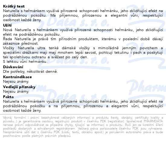 Příbalový leták - Naturella Ultra normal vložky 10ks