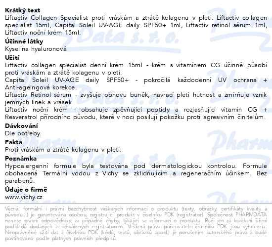 Příbalový leták - VICHY LIFTACTIV COLLAGEN SPECIALIST dárková taštička