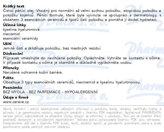 Příbalový leták - CeraVe Hydratační čisticí pěnící olej 473 ml