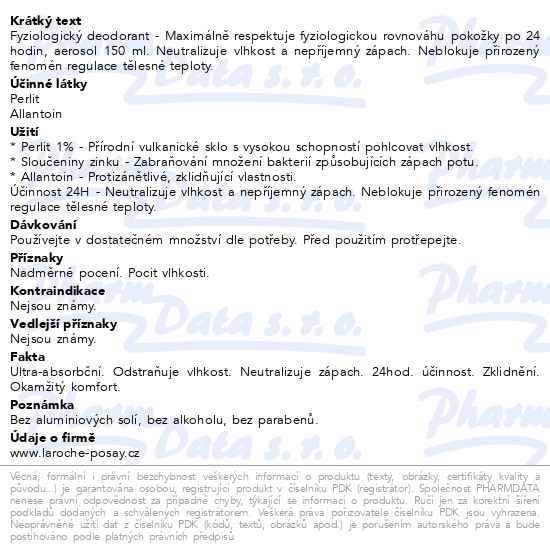 Příbalový leták - LA ROCHE-POSAY Fyziologický deodorant Aerosol 48H pro citlivou pokožku ve spreji 150 ml
