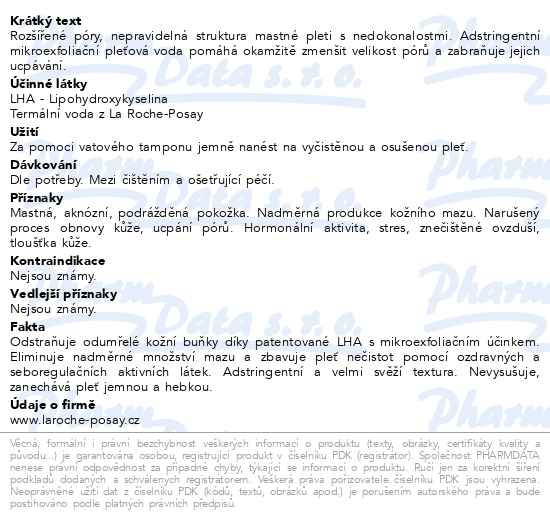 Příbalový leták - LA ROCHE-POSAY Effaclar Adstringentní pleťová voda 200 ml
