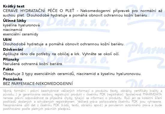 Příbalový leták - CERAVE Hydratační péče o pleť 52ml