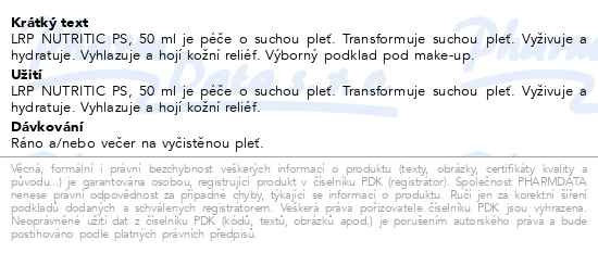 Příbalový leták - LA ROCHE-POSAY Nutritic Intense Hloubkově vyživující obnovující krém, výživná textura 50 ml