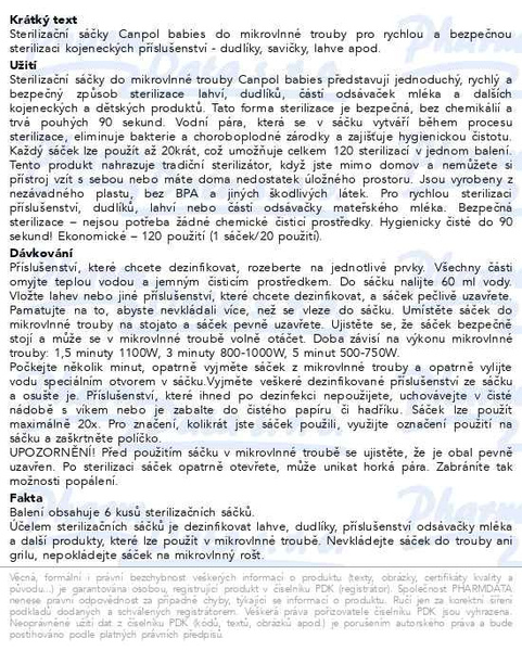 Příbalový leták - Canpol babies Sterilizační sáčky do mikrovlnky 6ks