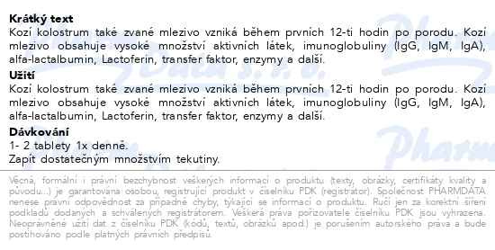 Příbalový leták - Edenpharma Kolostrum kozí Junior tbl.30