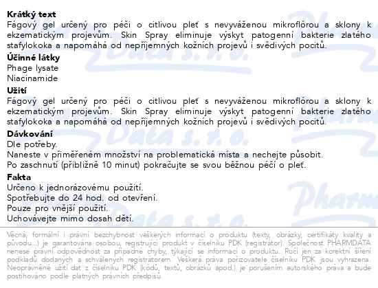 Příbalový leták - Phage Glow Skin Spray Bioaktivní fágový gel 5ml